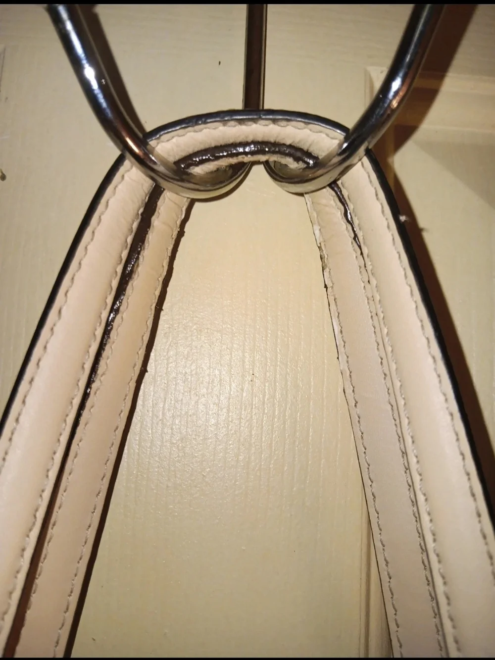 Michael Kors Grey Leather Tote Bag with Cream Straps